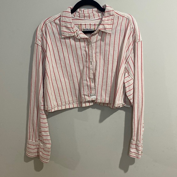 We the Free Oxford Crop Button up long sleeve top - Picture 3 of 7